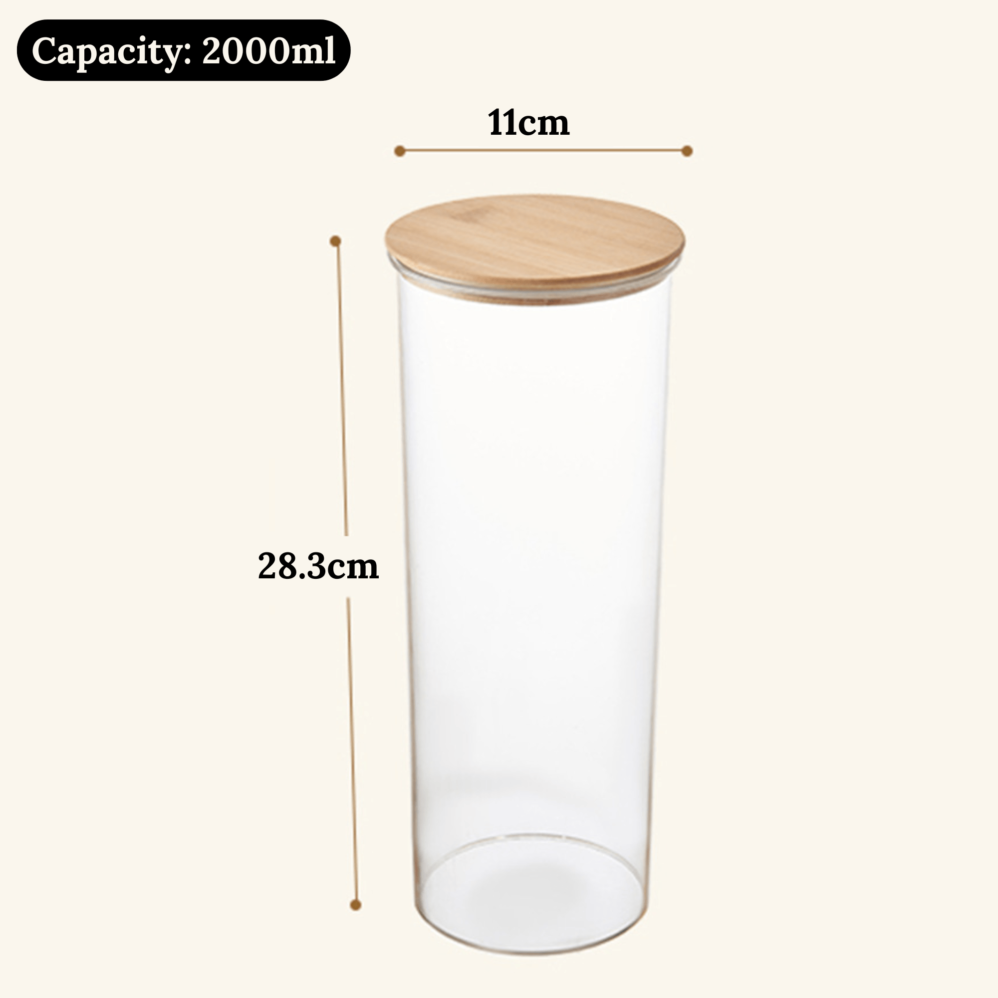 Modern Airtight Transparent Food Storage Jar with Natural Bamboo Lid | Multi-Purpose Pantry Organizer