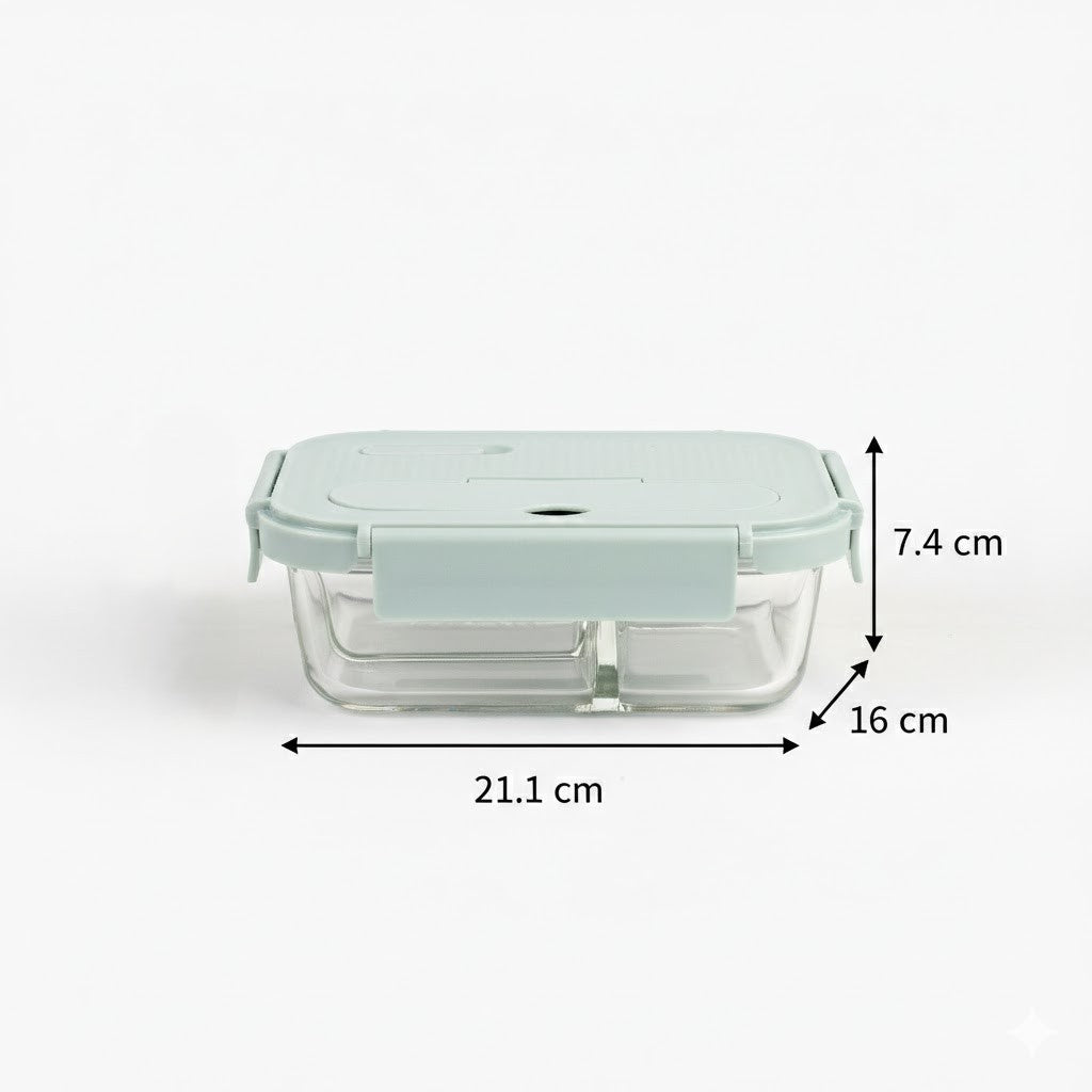3-Compartment Glass Meal Prep Container | 1050ml Rectangle Food Storage Box