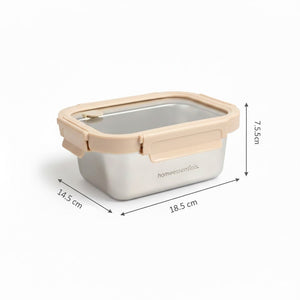 800ml Microwave Safe Steel Container | Glass Lid with Air Vent Food Storage