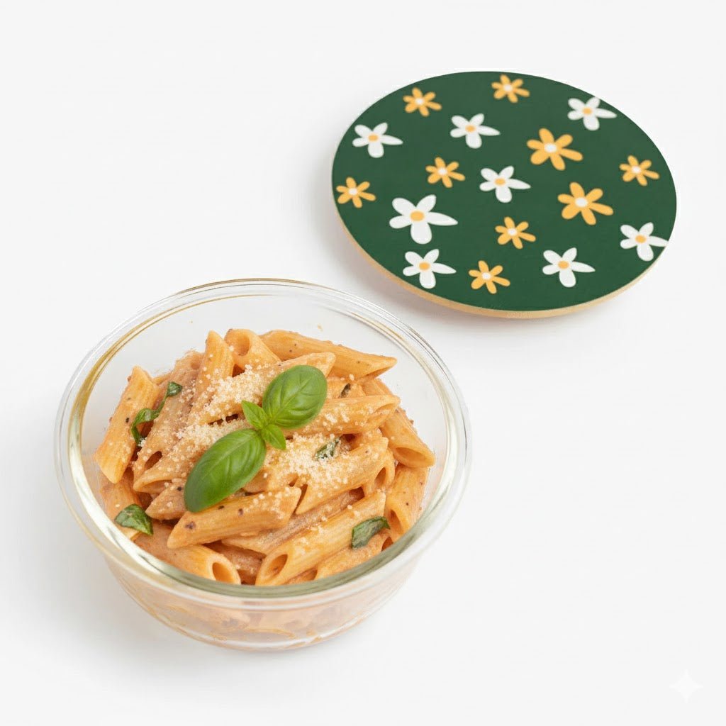 650ml Round Borosilicate Glass Food Bowl | Aesthetic Printed Lid for Stylish Storage